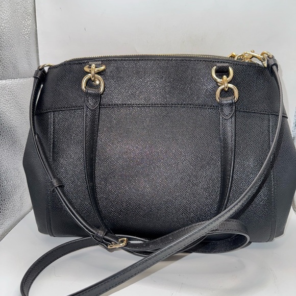 Black Coach Crossgrain Leather Satchel Tote Bag Gold Hardware Like New - Picture 2 of 11